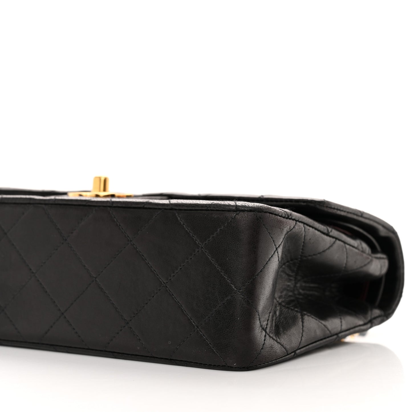 Lambskin Quilted Small Double Flap Black