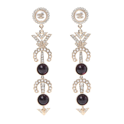 Chanel Pearl Crystal Queen of France CC Drop Earrings Gold 1 of 4