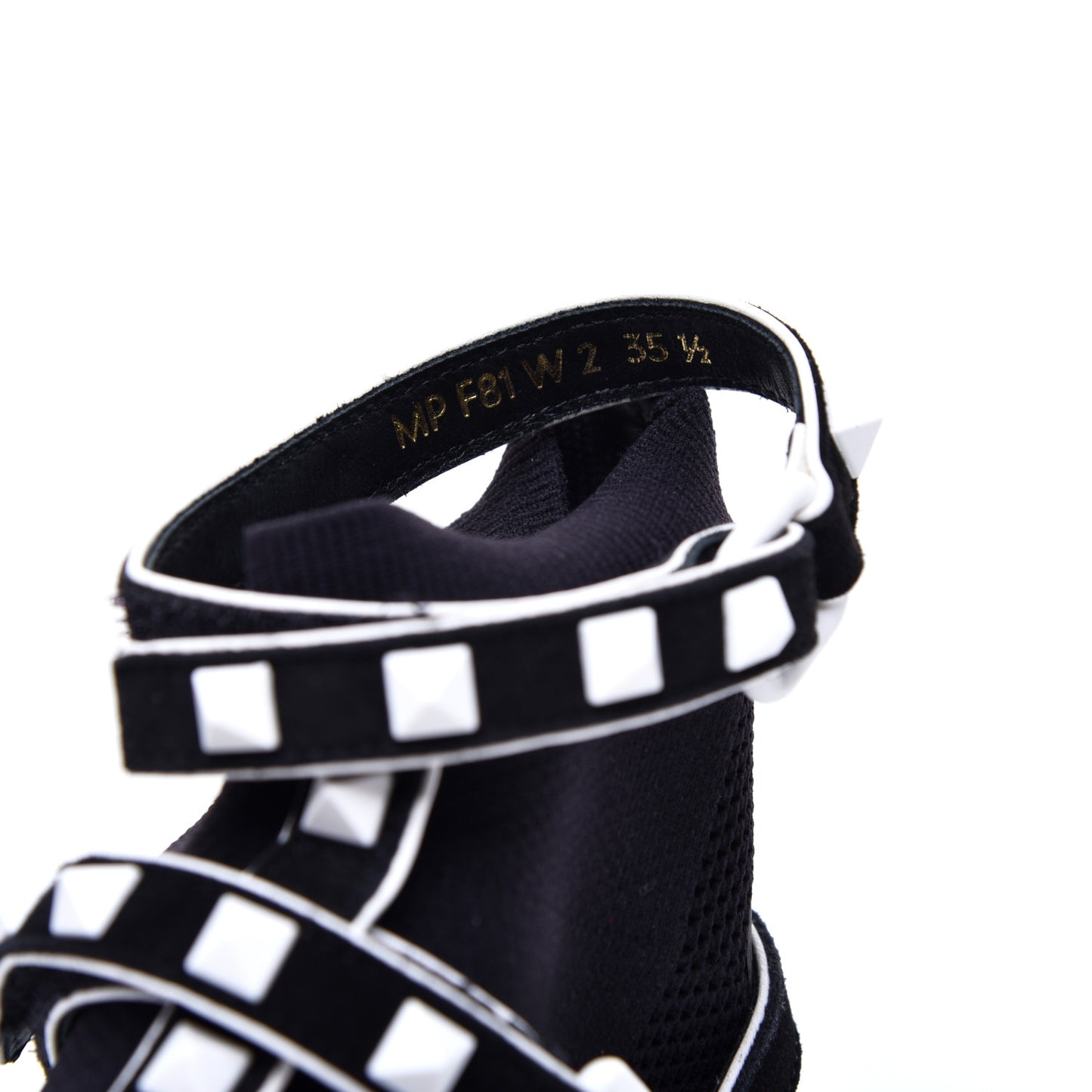 Body Tech Knit Free Rockstud Sock High Top Sneakers 35.5 Black White