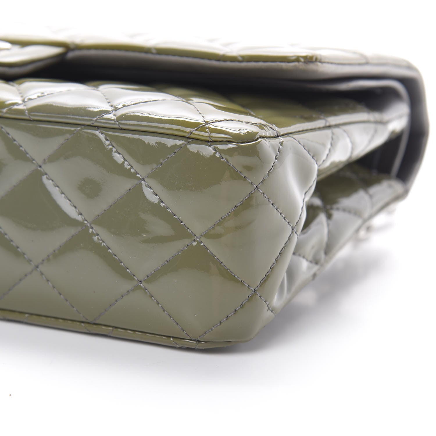 Chanel Patent Calfskin Quilted Medium Double Flap Grey 10 of 14