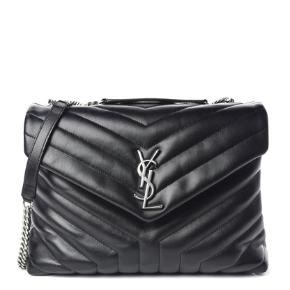 Saint Laurent Calfskin Y Quilted Monogram Medium Loulou Chain Satchel Black 1 of 12