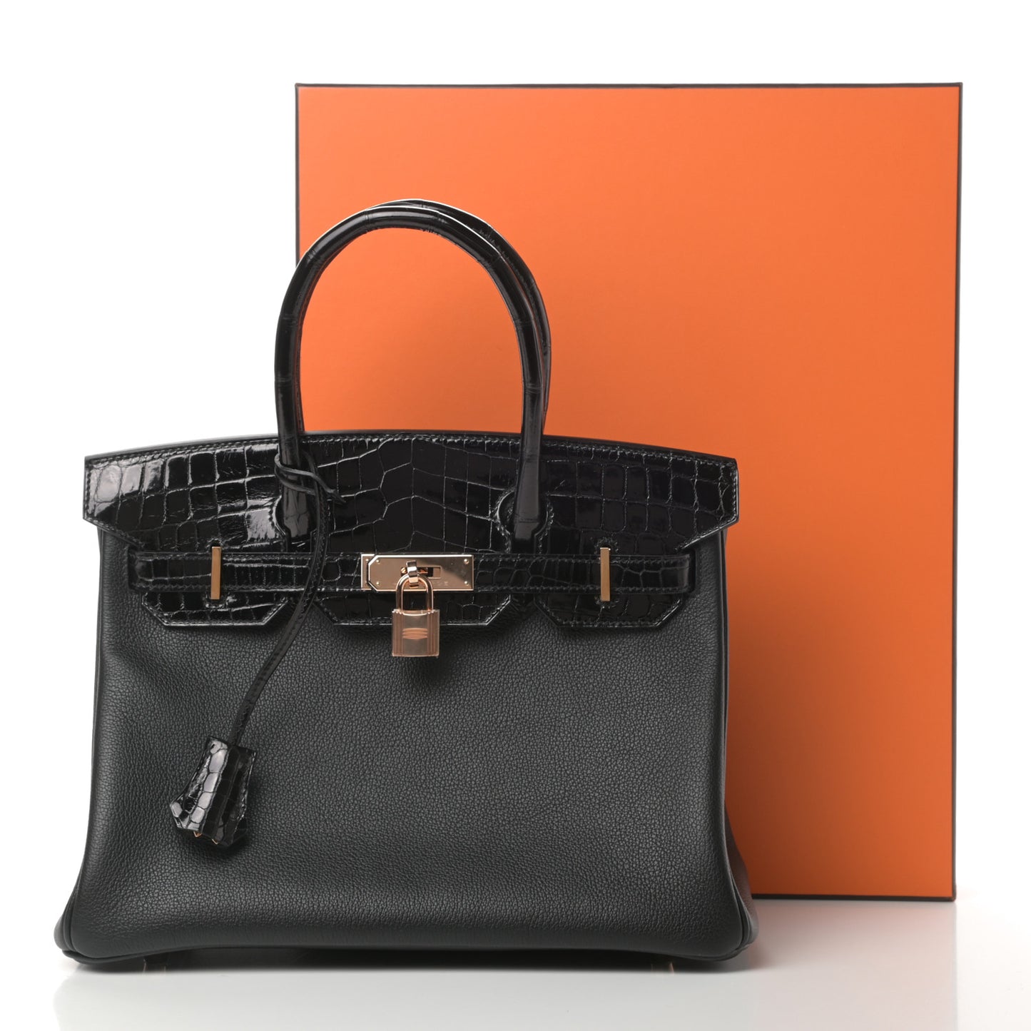 Taurillon Novillo Shiny Niloticus Crocodile Birkin Touch 30 Black