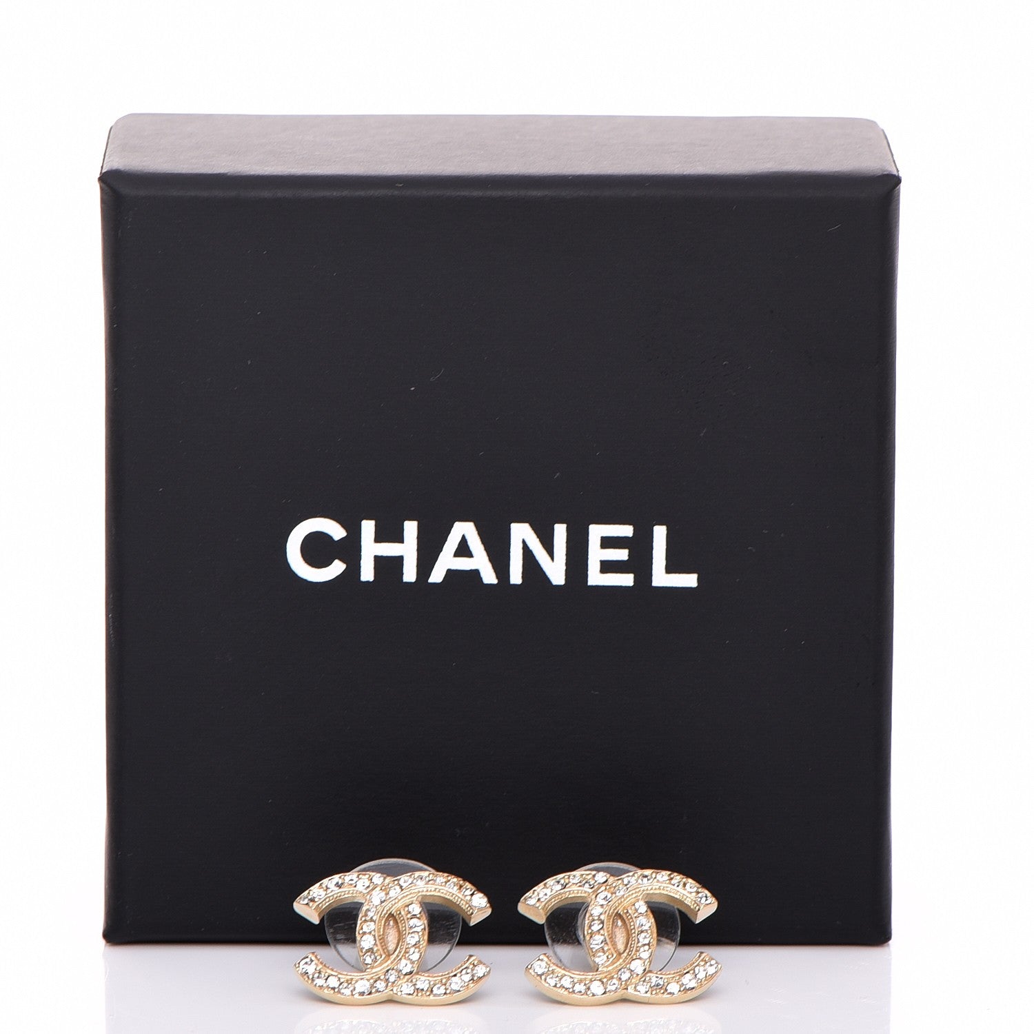 Chanel Crystal CC Earrings Gold 6 of 6