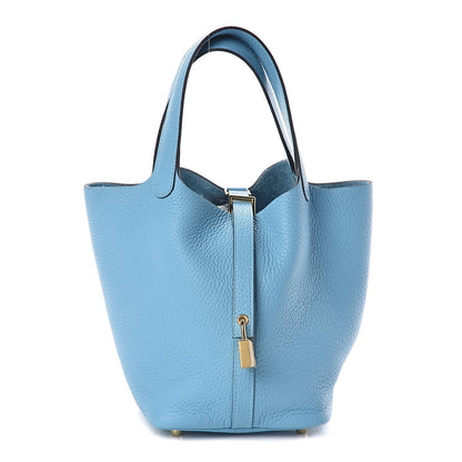 Hermes Taurillon Clemence Picotin Lock 18 PM Bleu Du Nord 1 of 10
