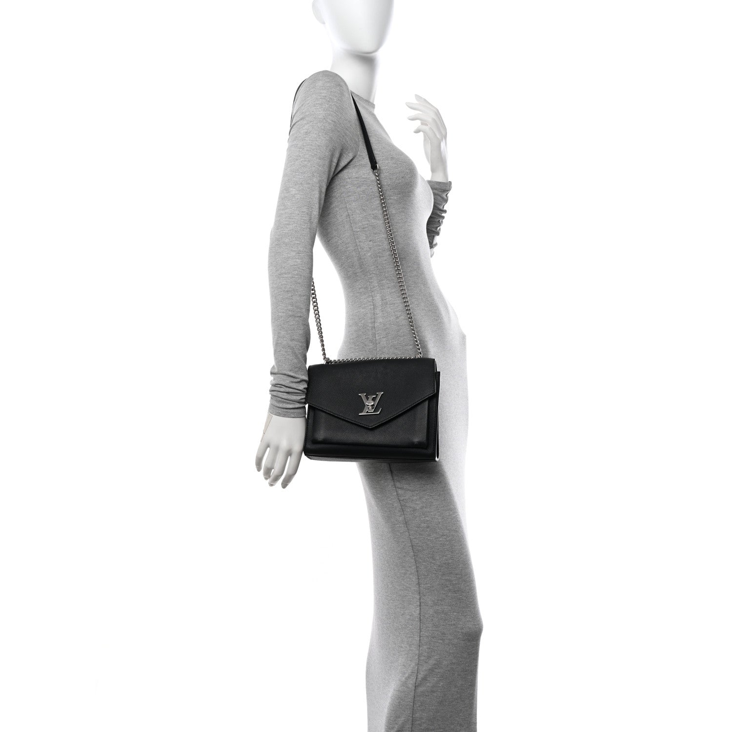 Louis Vuitton Soft Calfskin My Lockme Chain Bag BB Black 2 of 16