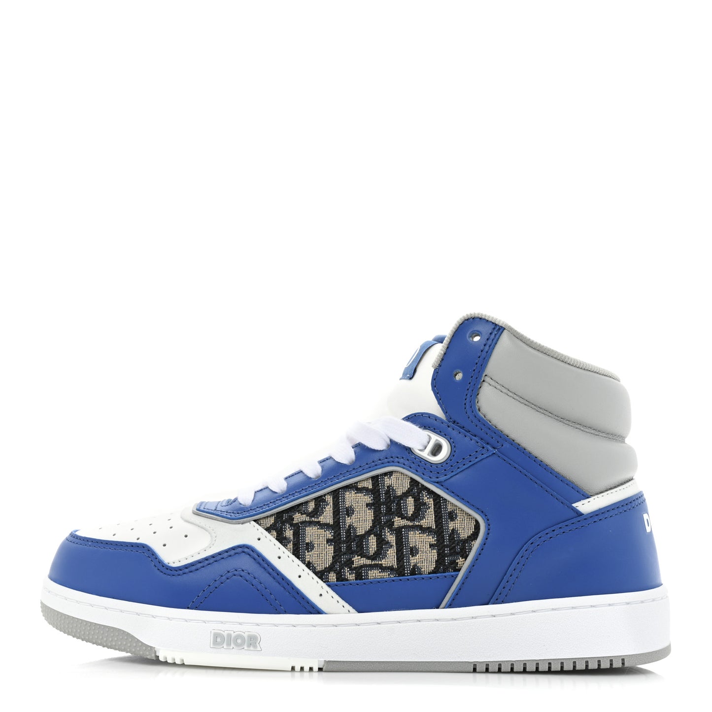 Smooth Calfskin Jacquard Oblique Mens B27 High Top Sneakers 40 Blue White