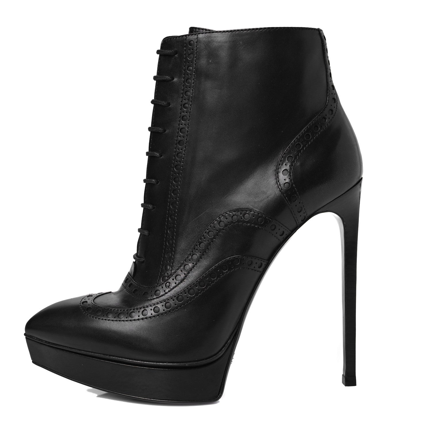 Saint Laurent Nappa Tribtoo 105 Lace Up Booties 40 Black 1 of 7