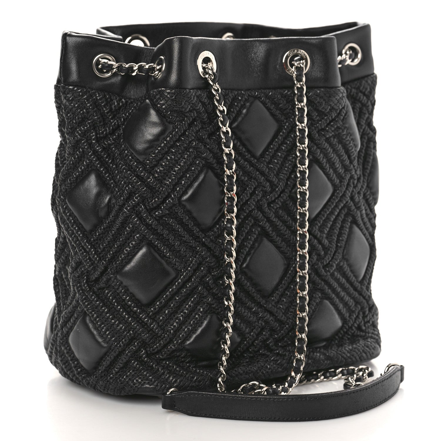 Chanel Lambskin Quilted Astrakan Drawstring Shoulder Bag Black 3 of 9