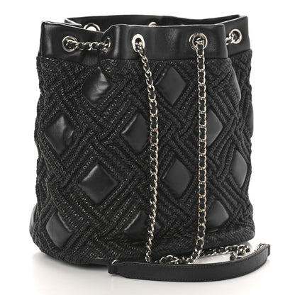 Chanel Lambskin Quilted Astrakan Drawstring Shoulder Bag Black 3 of 9