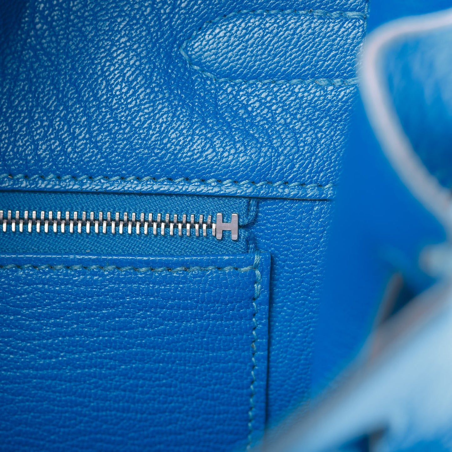 Taurillon Clemence Birkin 35 Bleu Hydra