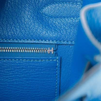 Hermes Taurillon Clemence Birkin 35 Bleu Hydra 18 of 33