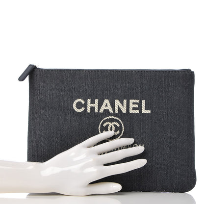 Chanel Denim Medium Deauville Pouch Dark Blue 2 of 8
