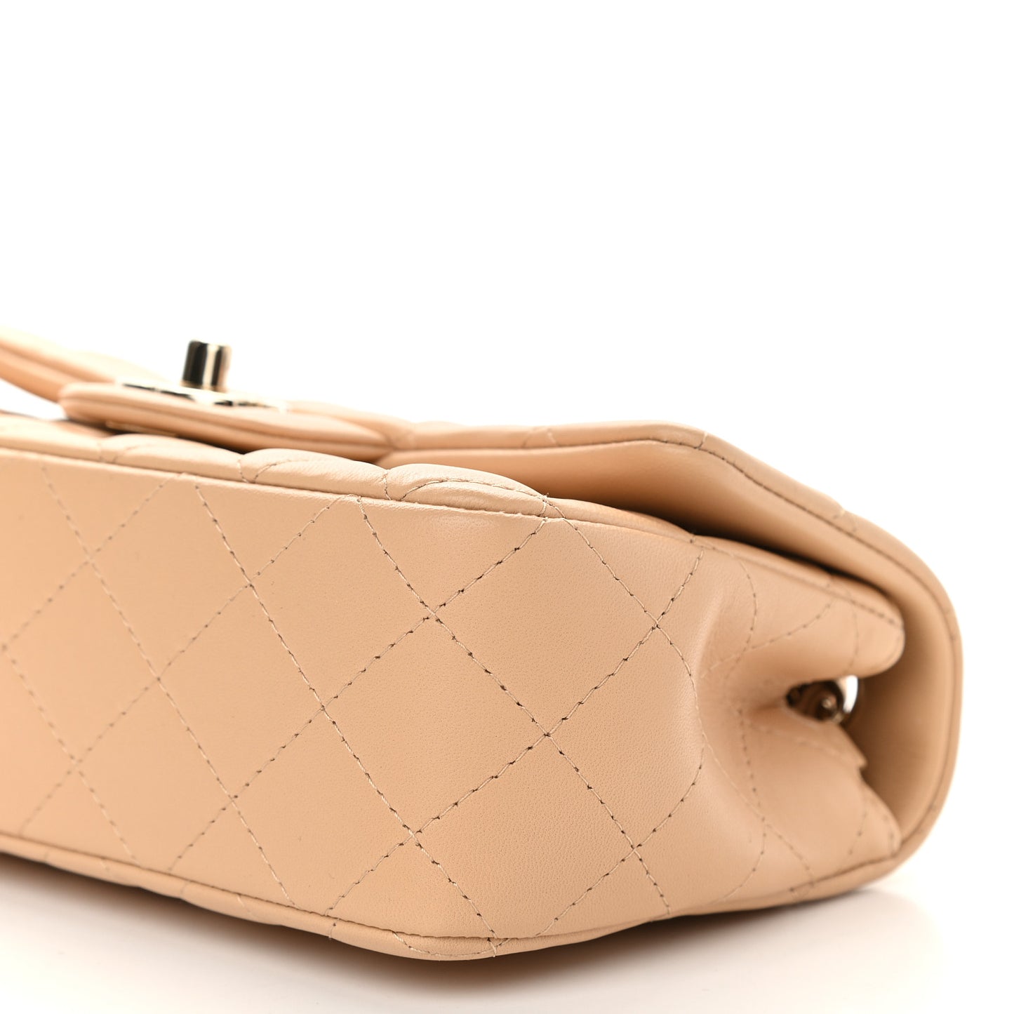 Lambskin Quilted Mini Rectangular Flap Beige