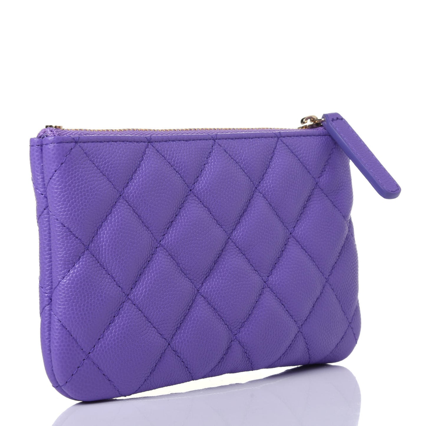 Caviar Quilted Small Cosmetic Case Purple