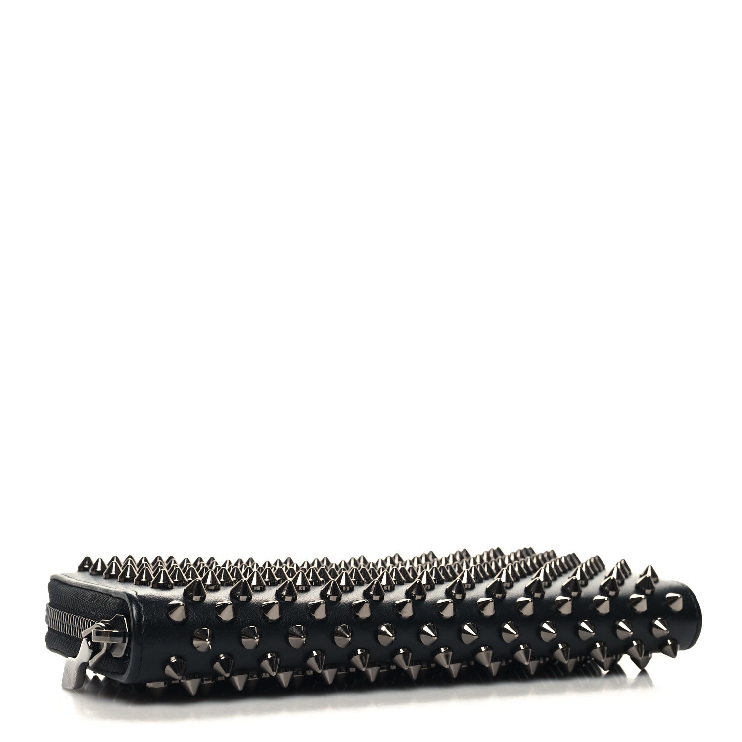 Christian Louboutin Calfskin Empire Panettone Spiked Zip Around Wallet Black 4 of 11