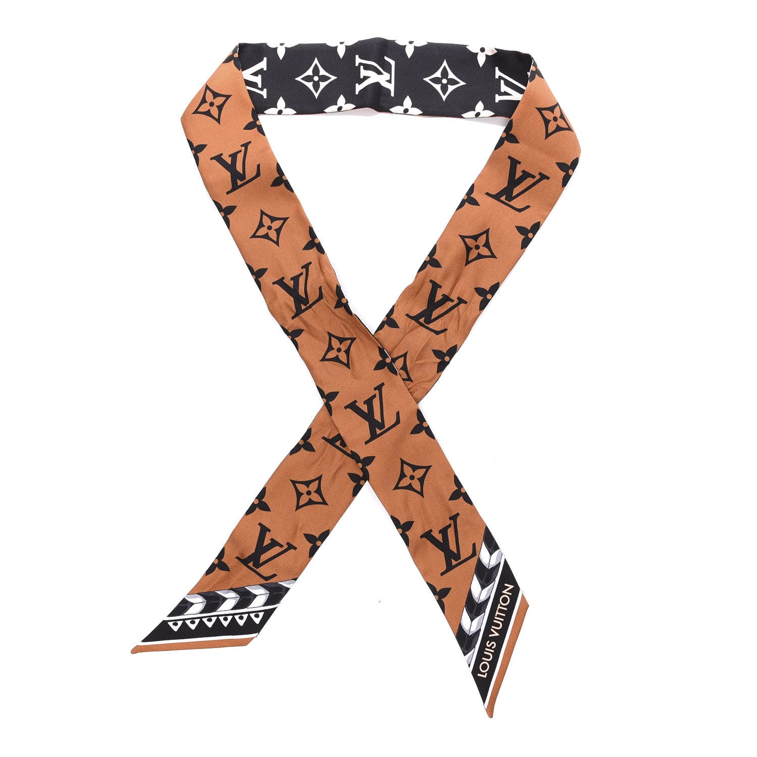 Louis Vuitton Silk Monogram LV Crafty Bi Color BB Bandeau Caramel Black 1 of 4
