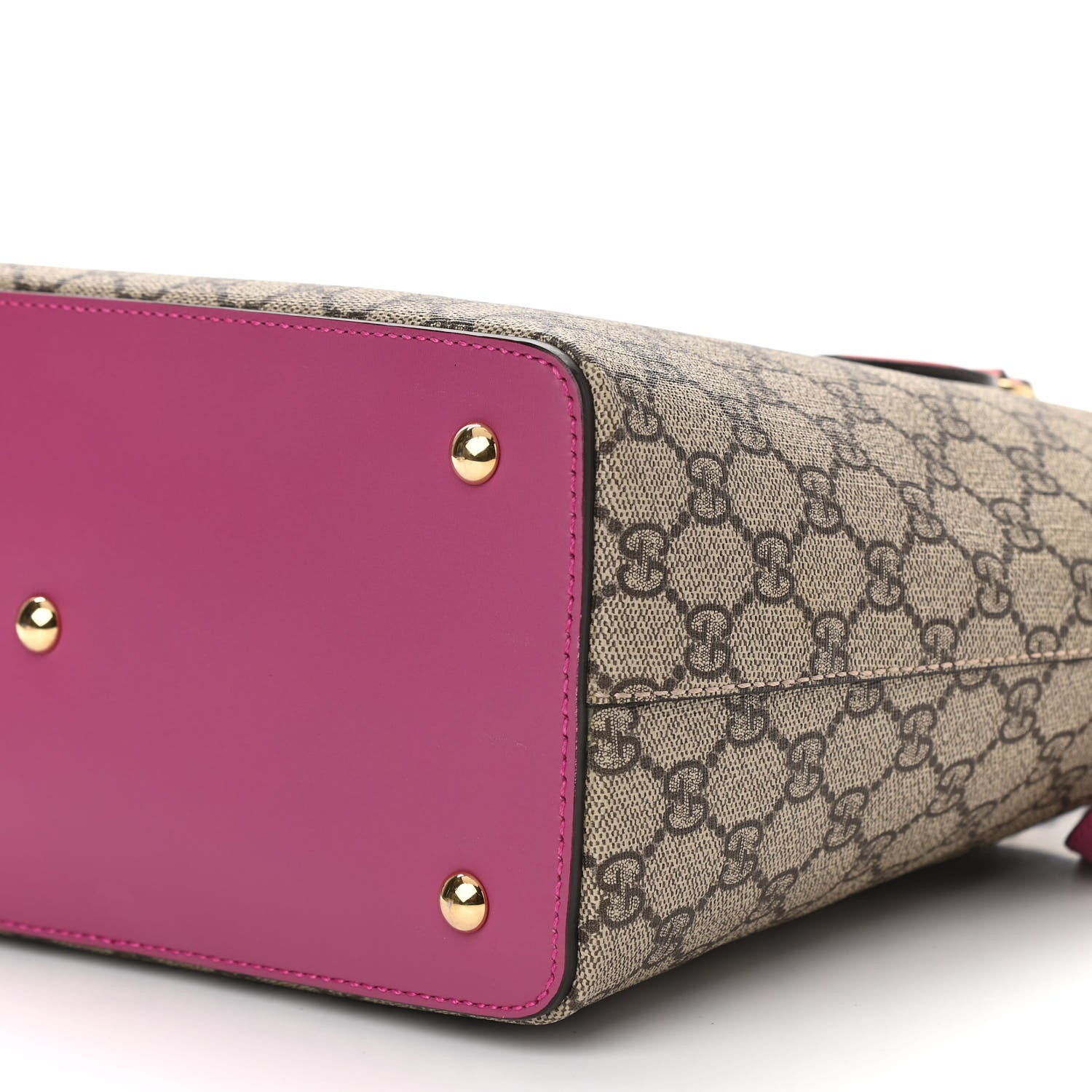 Gucci GG Supreme Monogram Linea A Foldover Tote Beige Hibiscus Red New Rosette 6 of 11