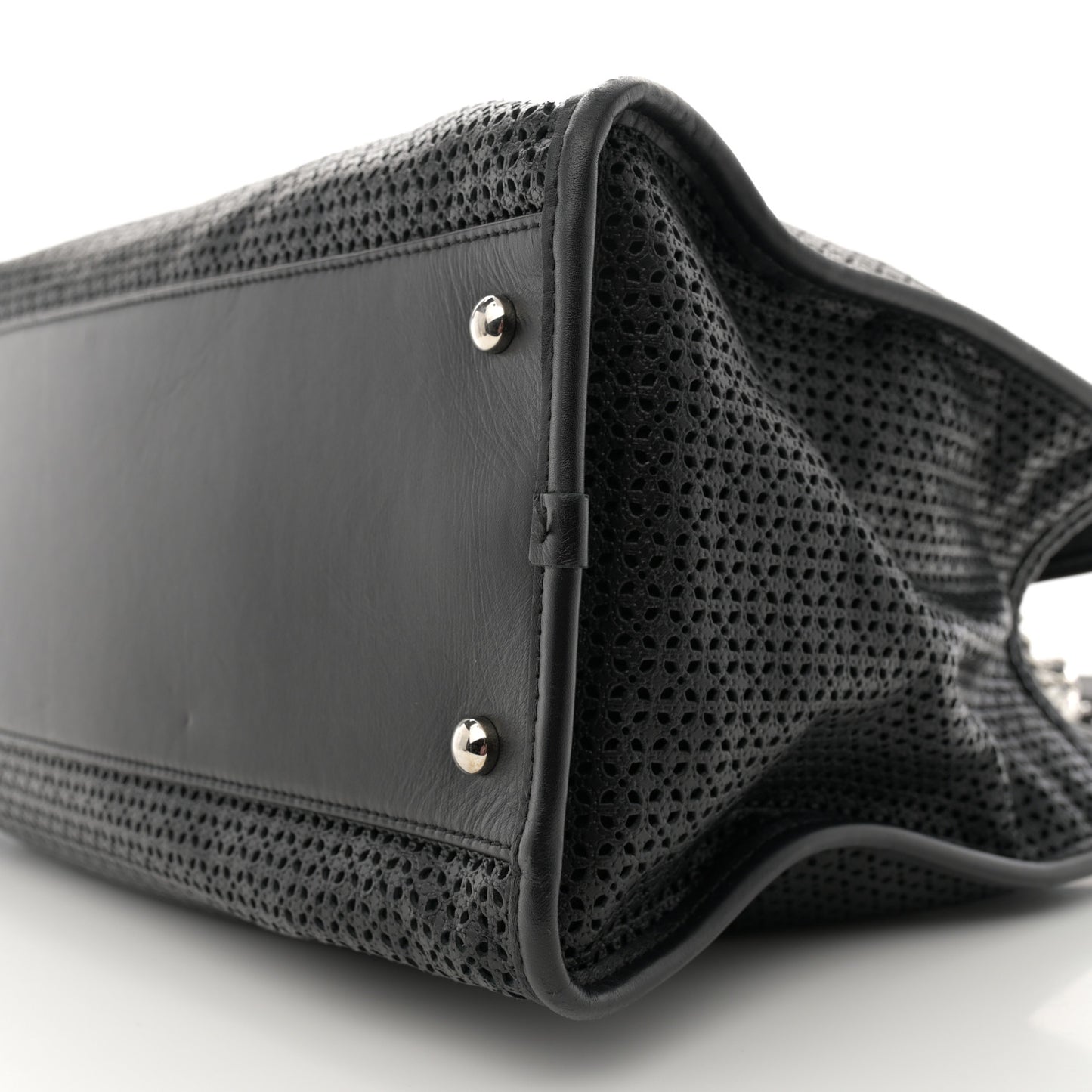 Calfskin Perforated Up In The Air Tote Black