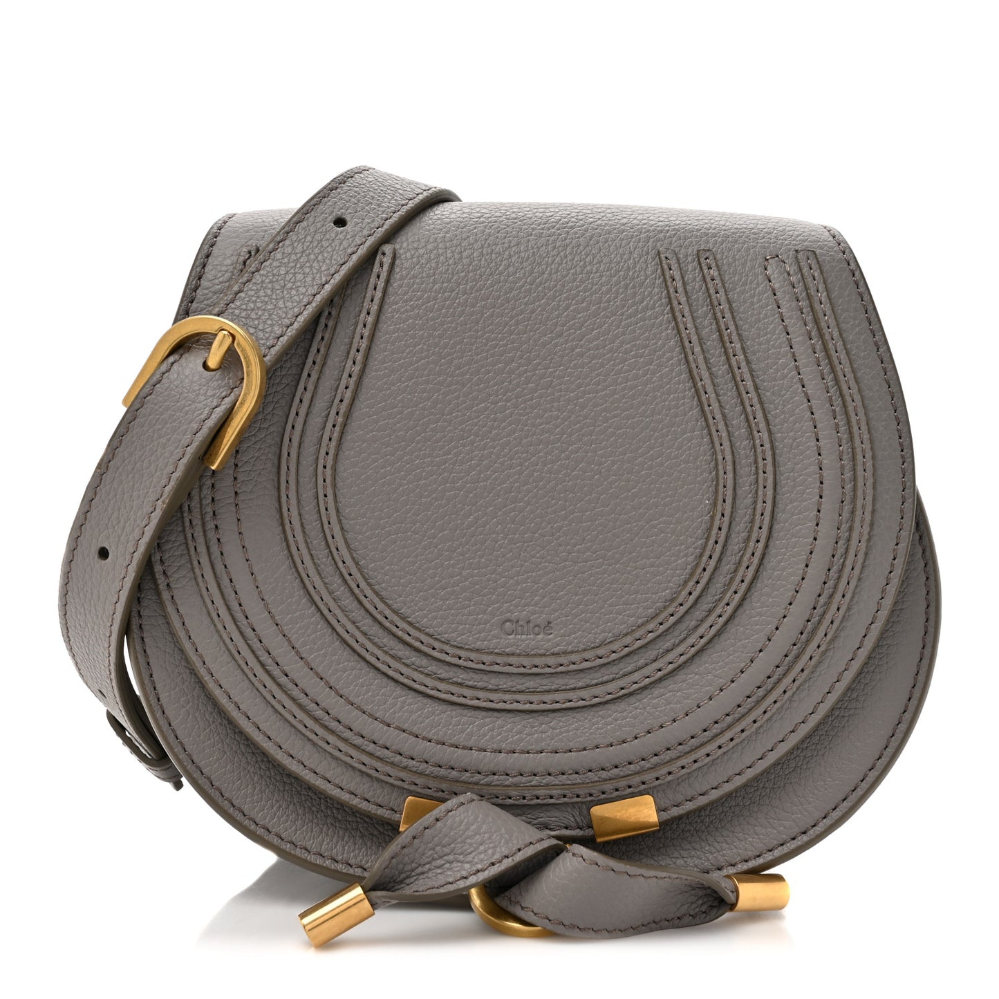 Calfskin Mini Marcie Round Crossbody Bag Cashmere Grey