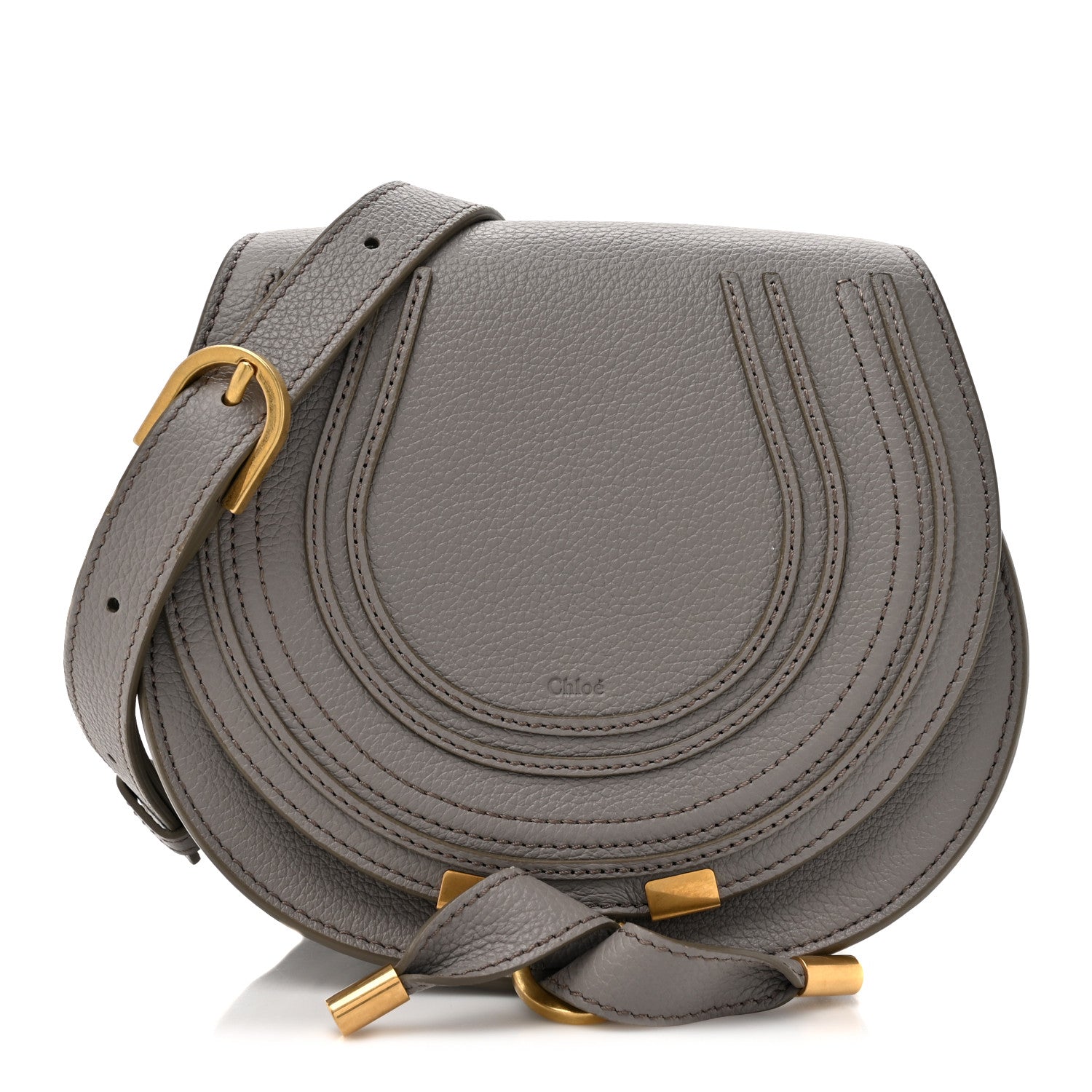 Chloe Calfskin Mini Marcie Round Crossbody Bag Cashmere Grey 1 of 12