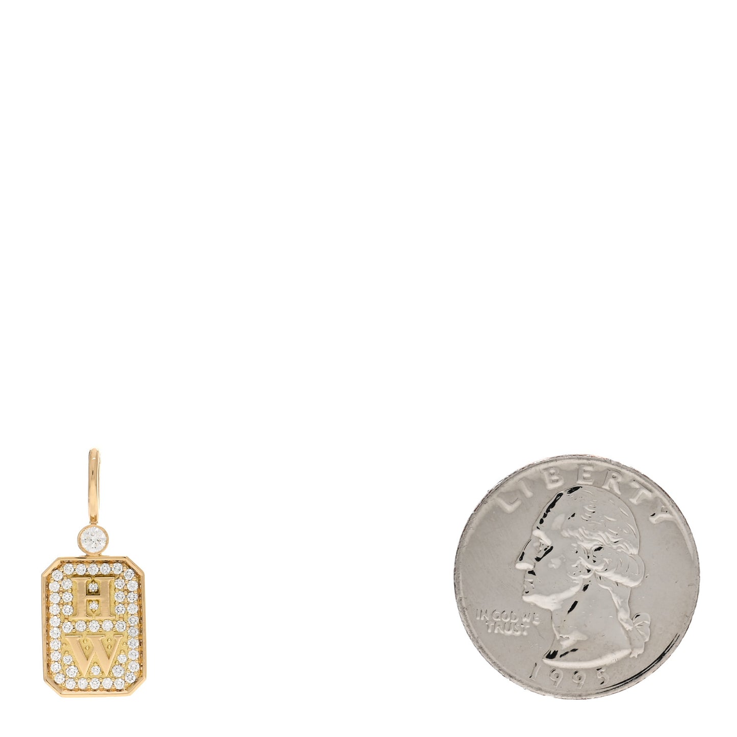 18K Yellow Gold Diamond HW Logo Full Pave Charm