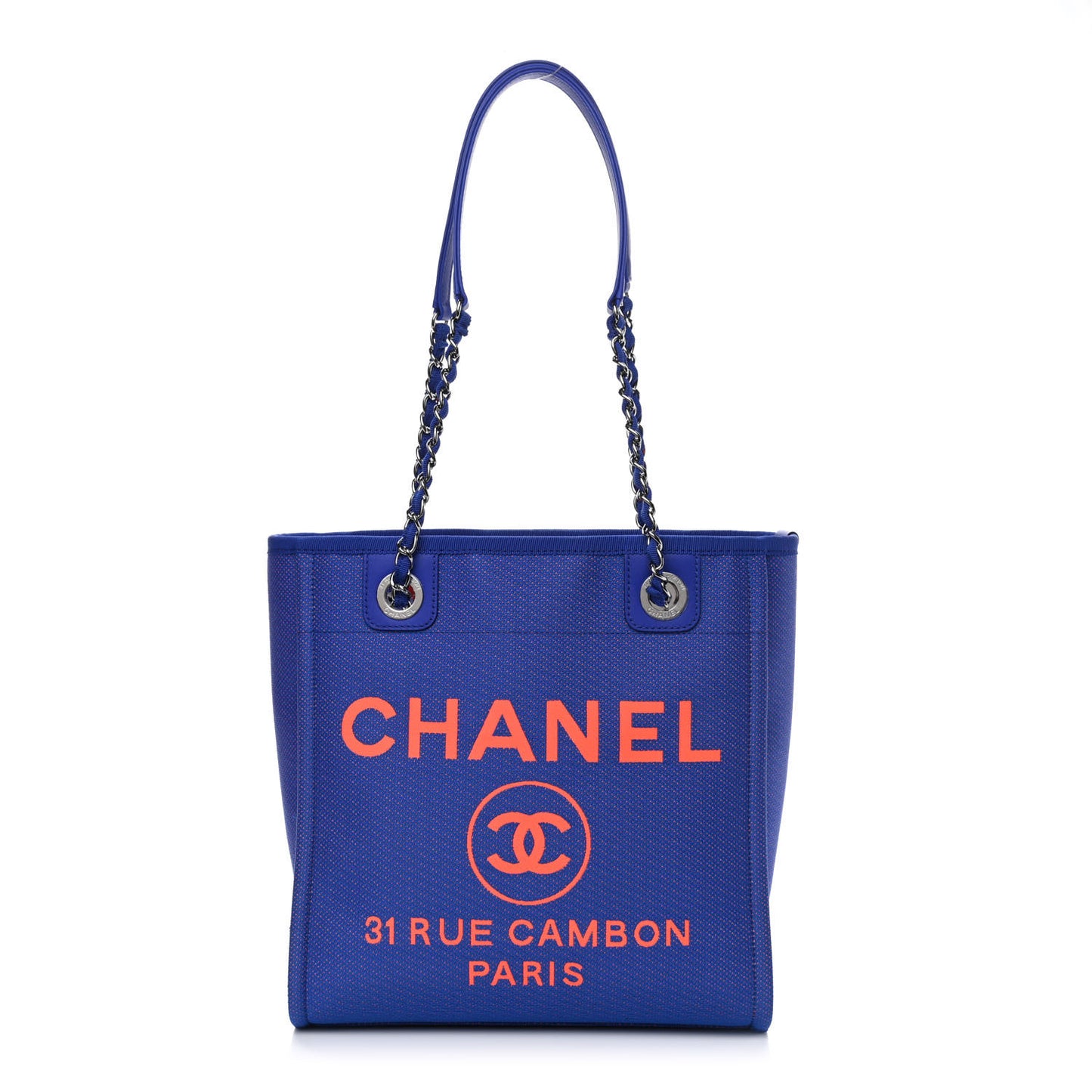 Mixed Fibers Mini Deauville Tote Blue Orange