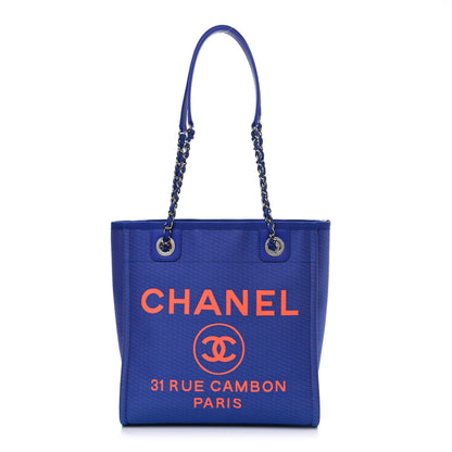 Chanel Mixed Fibers Mini Deauville Tote Blue Orange 1 of 10