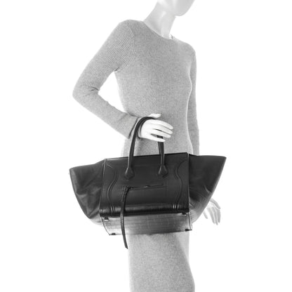 Celine Crocodile Embossed Calfskin Medium Phantom Luggage Black 2 of 8