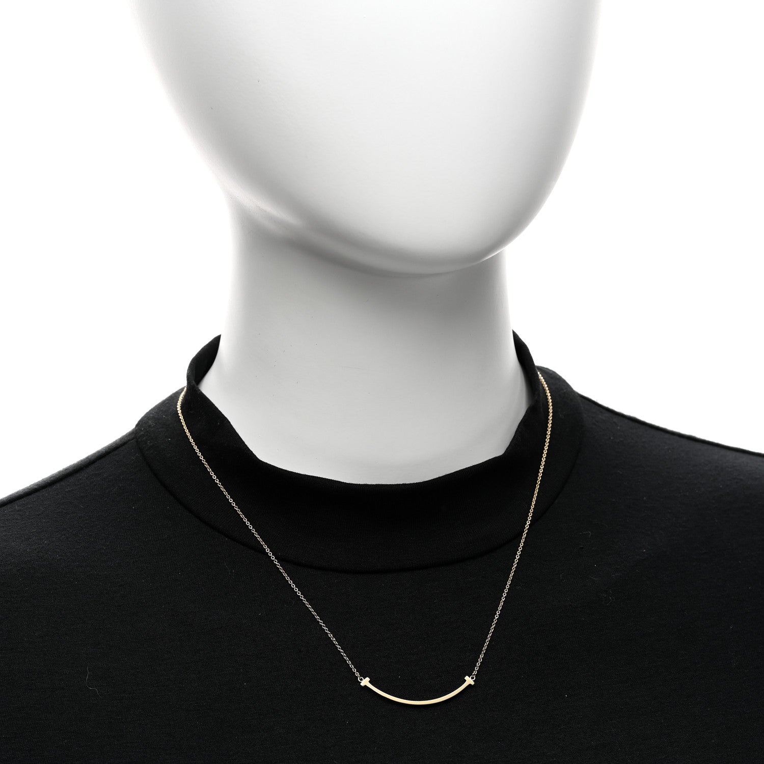 Tiffany 18K Yellow Gold Medium T Smile Pendant Necklace 2 of 4