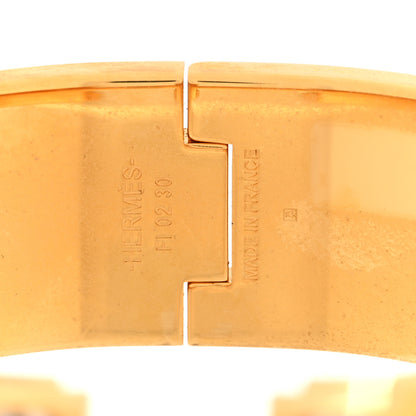 Hermes Enamel Printed Wide Zebres De Tanzania Clic Clac H Bracelet PM Beige Blue 4 of 4