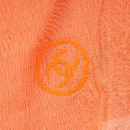 Chanel Modal Cashmere Sequins CC Scarf Orange 4 of 7