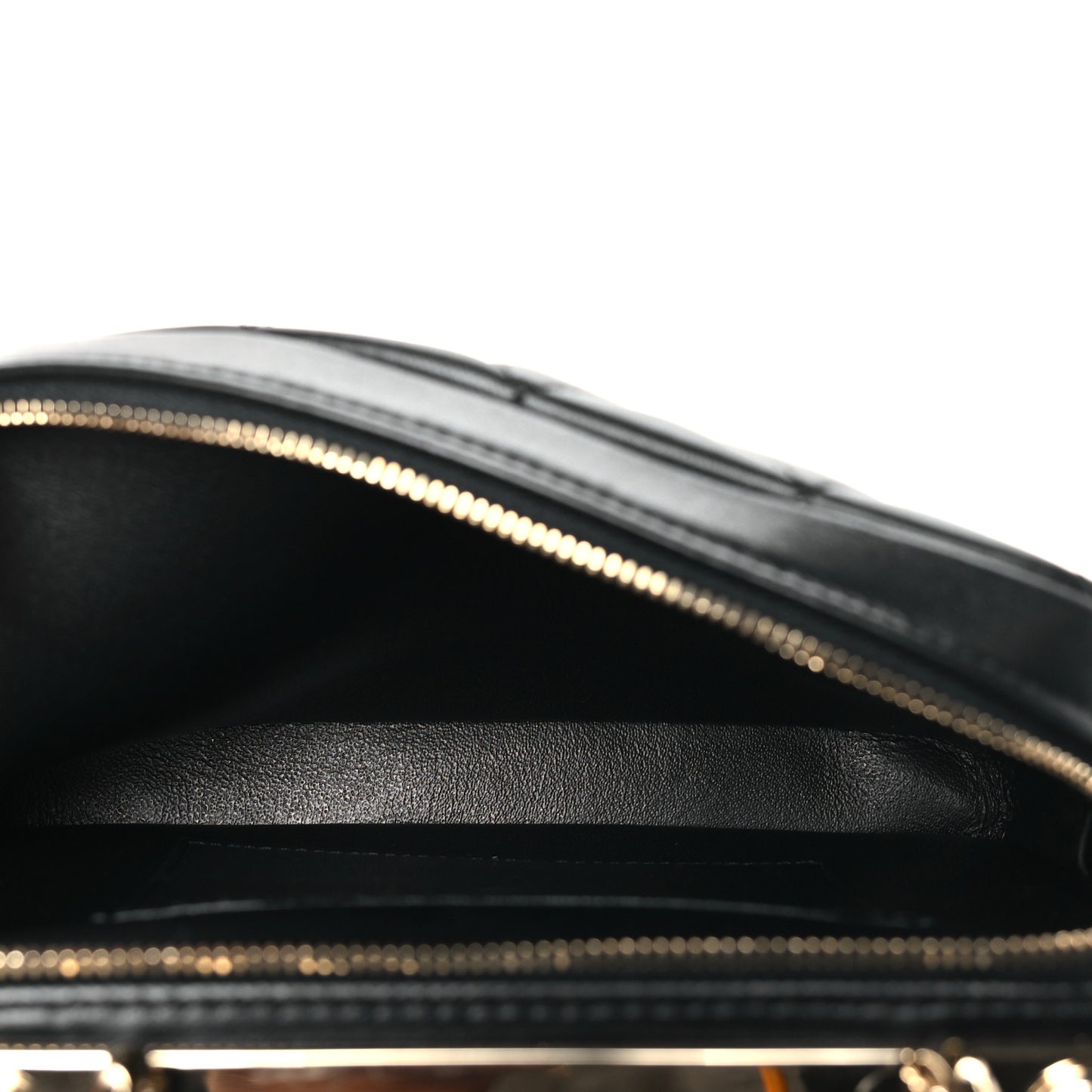 Lambskin Quilted Small Trendy CC Bowling Bag Black