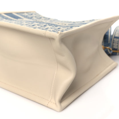 Christian Dior Oblique Chambray Calfskin Small Book Tote With Strap Blue Latte 10 of 10