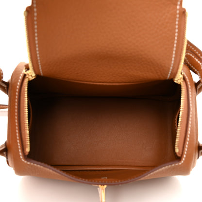 Hermes Taurillon Clemence Mini Lindy 20 Gold 5 of 11