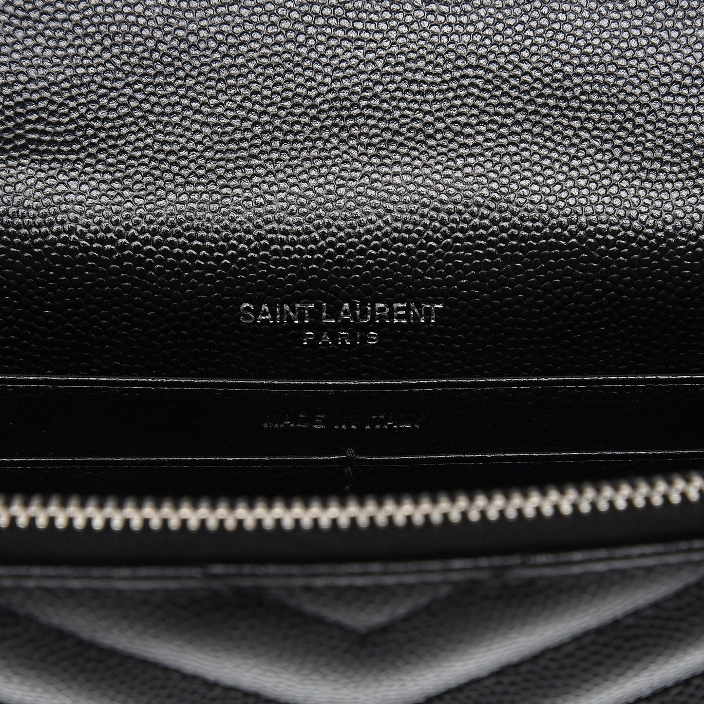 Grain De Poudre Matelasse Chevron Monogram Envelope Chain Wallet Black