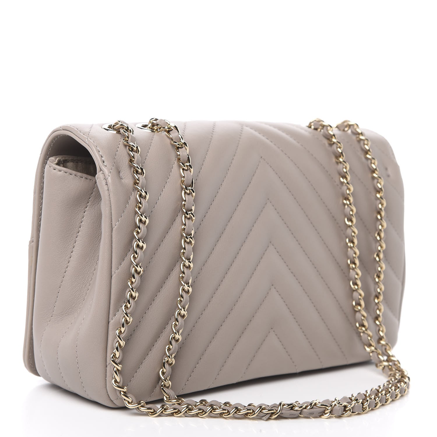 Chanel Calfskin Chevron Quilted Small Statement Flap Grey 3 of 11