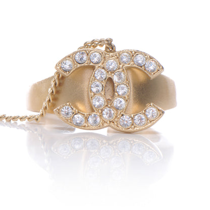 Chanel Crystal Logo Cuff w CC Ring and Chain Matte Gold 4 of 6