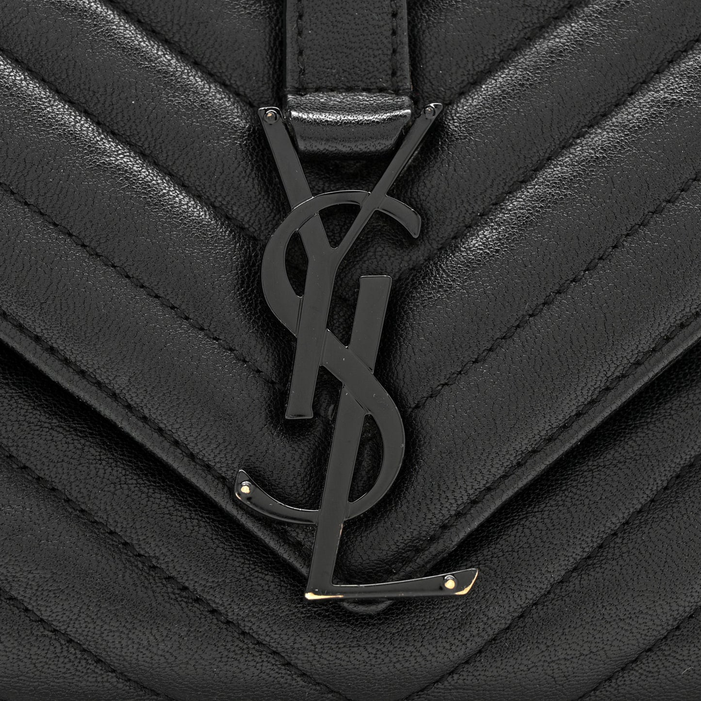 Sheepskin Matelasse Chevron Monogram Monochrome Large College Satchel Black