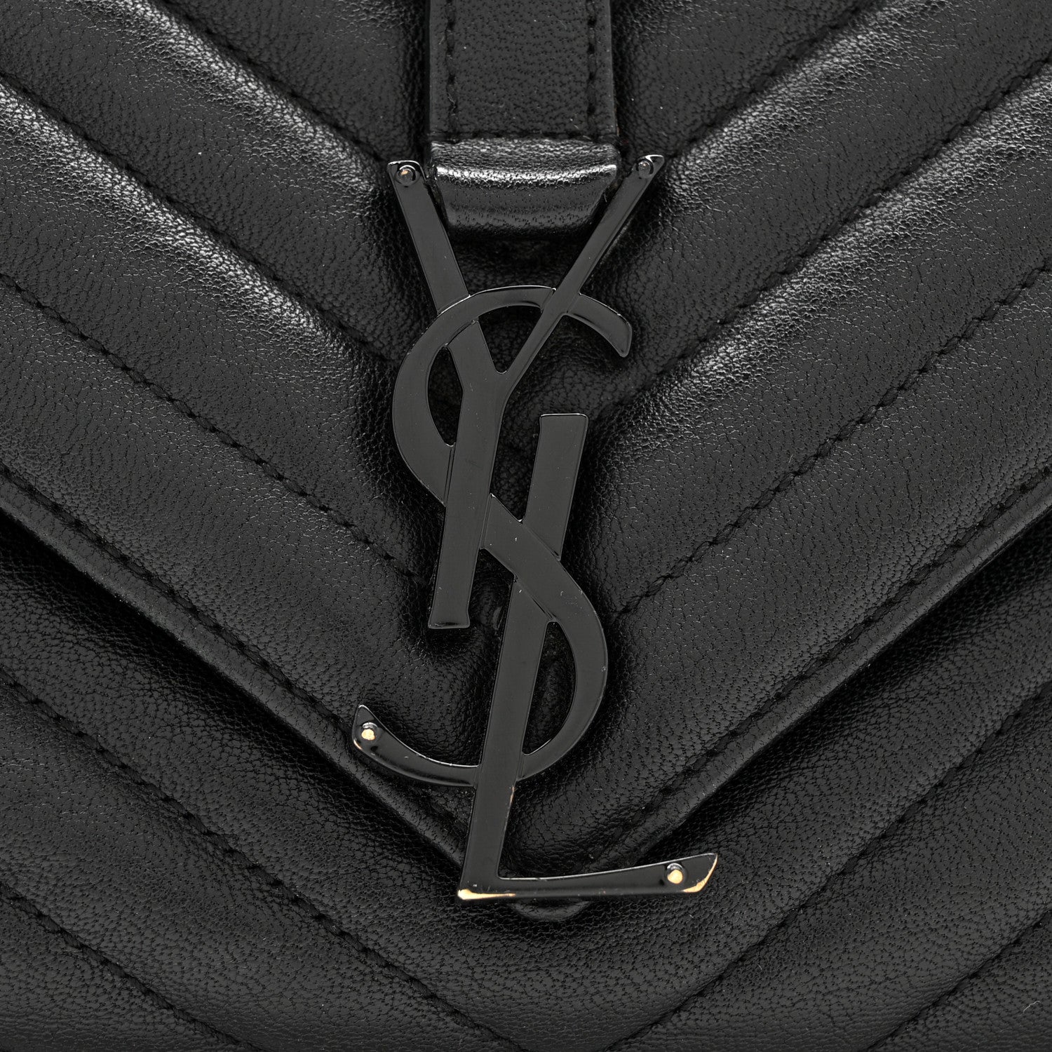 Saint Laurent Sheepskin Matelasse Chevron Monogram Monochrome Large College Satchel Black 12 of 14
