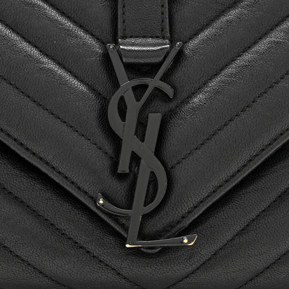 Saint Laurent Sheepskin Matelasse Chevron Monogram Monochrome Large College Satchel Black 12 of 14
