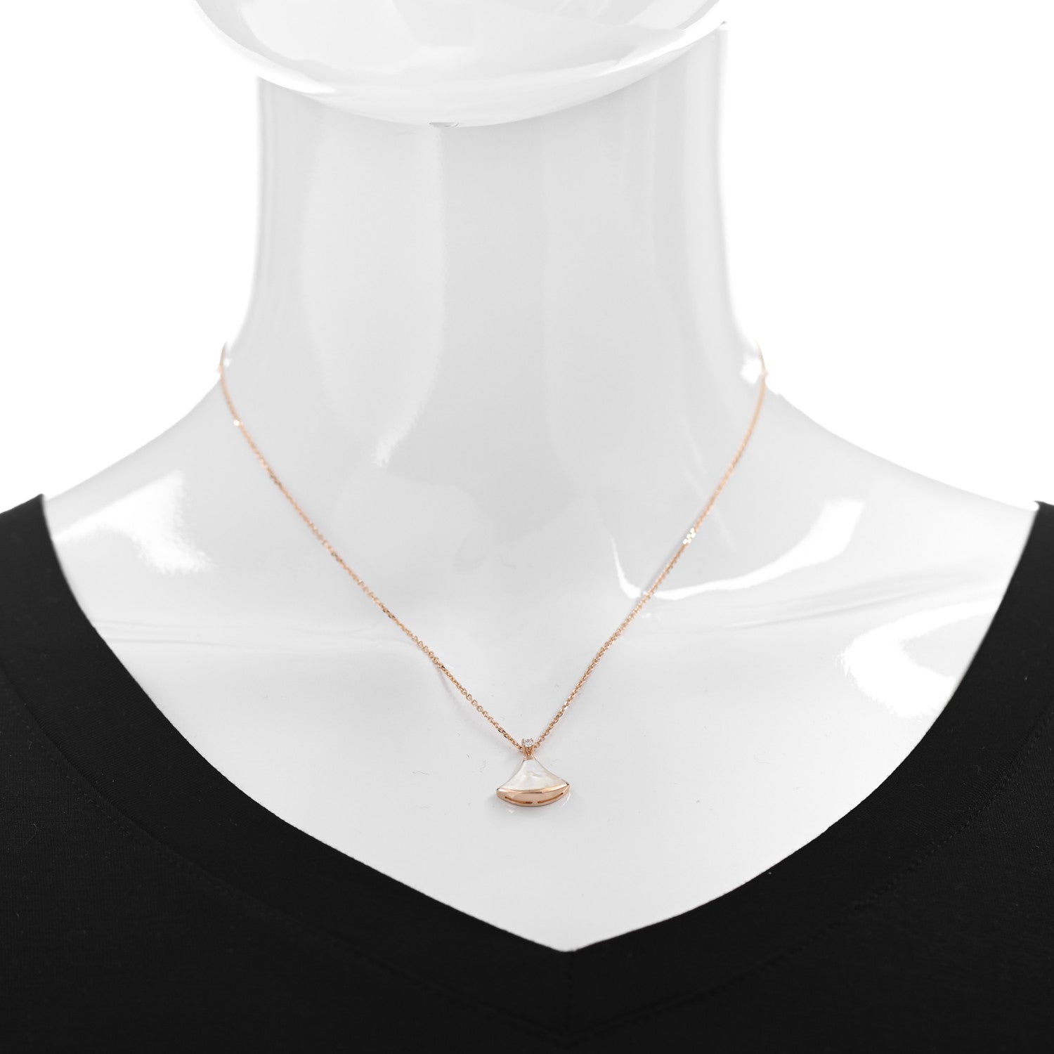 Bulgari 18K Rose Gold Diamond Mother of Pearl Small Divas' Dream Pendant Necklace 2 of 7