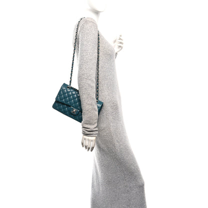 Chanel Caviar Quilted Medium Double Flap Dark Turquoise 2 of 10