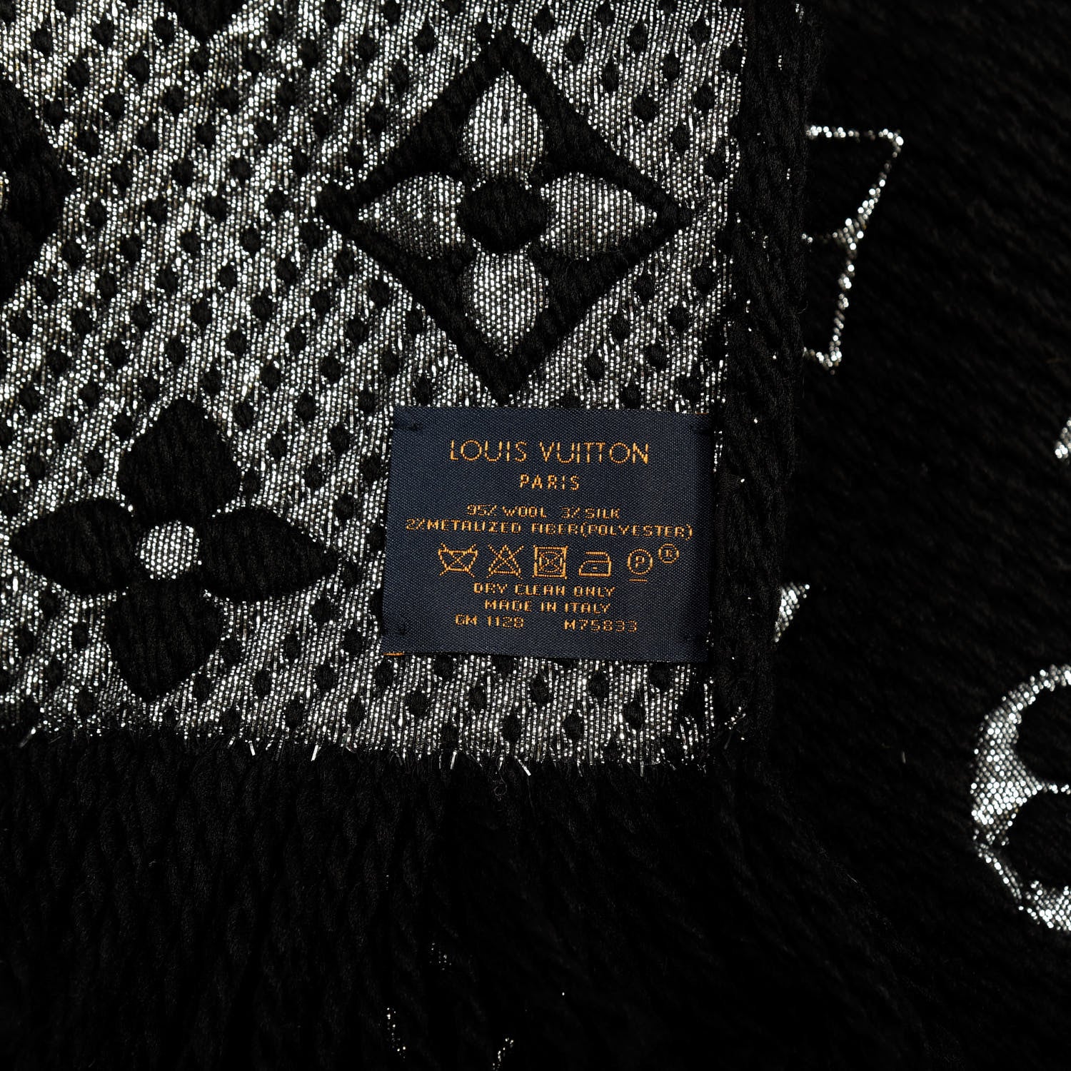 Louis Vuitton Wool Silk Logomania Shine Scarf Black 3 of 3