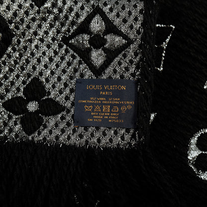 Louis Vuitton Wool Silk Logomania Shine Scarf Black 3 of 3