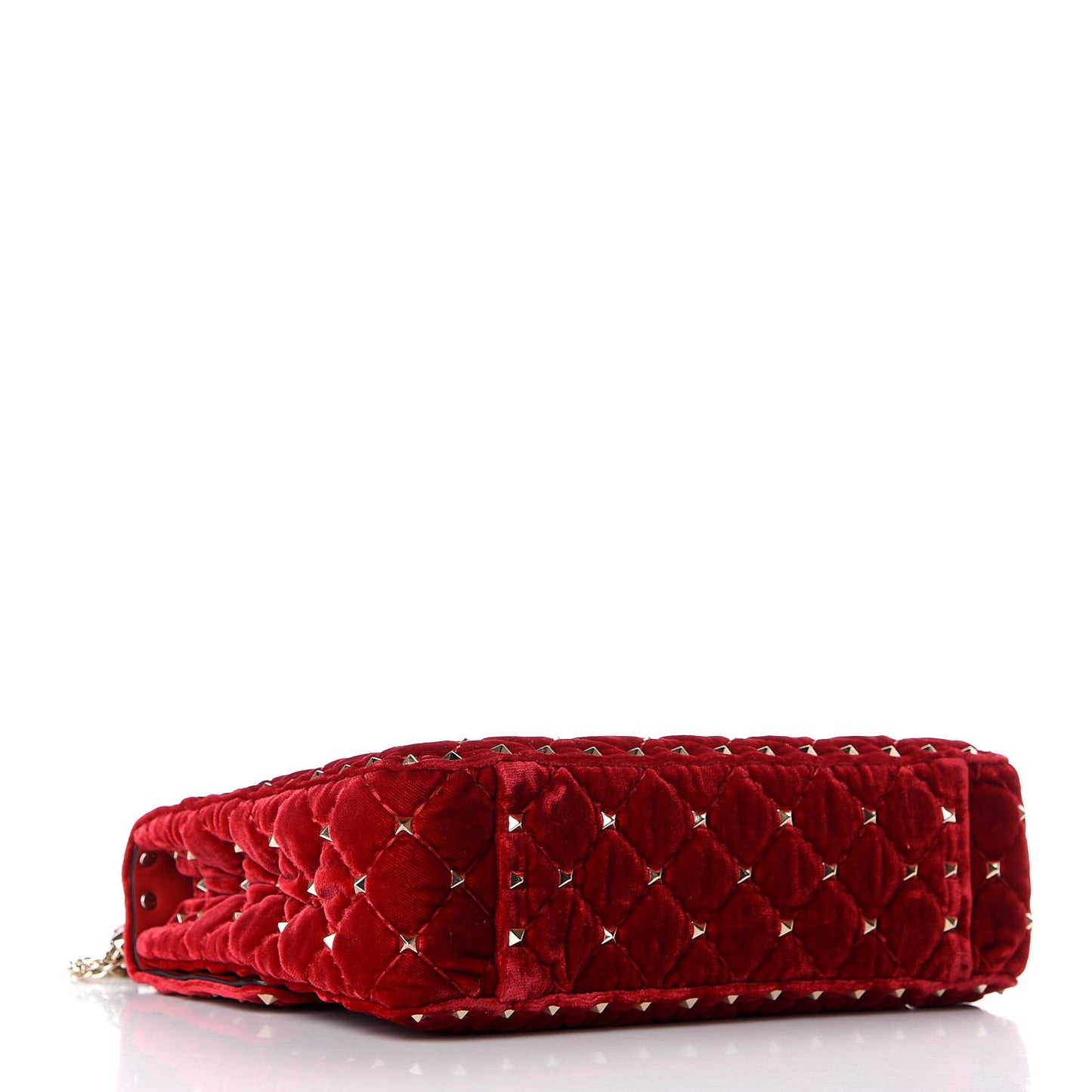 Velvet Medium Rockstud Spike Shoulder Bag Rosso Valentino