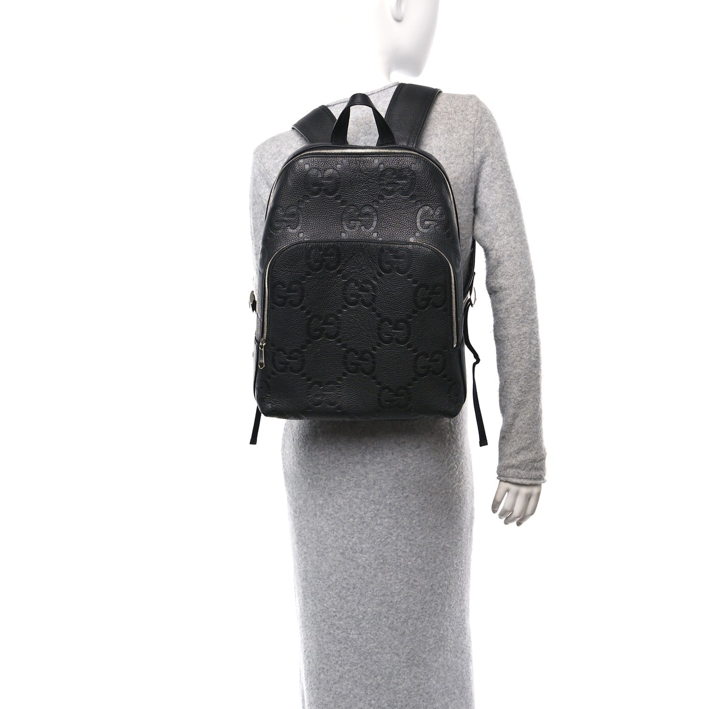 Calfskin Jumbo GG Embossed Large Backpack Black