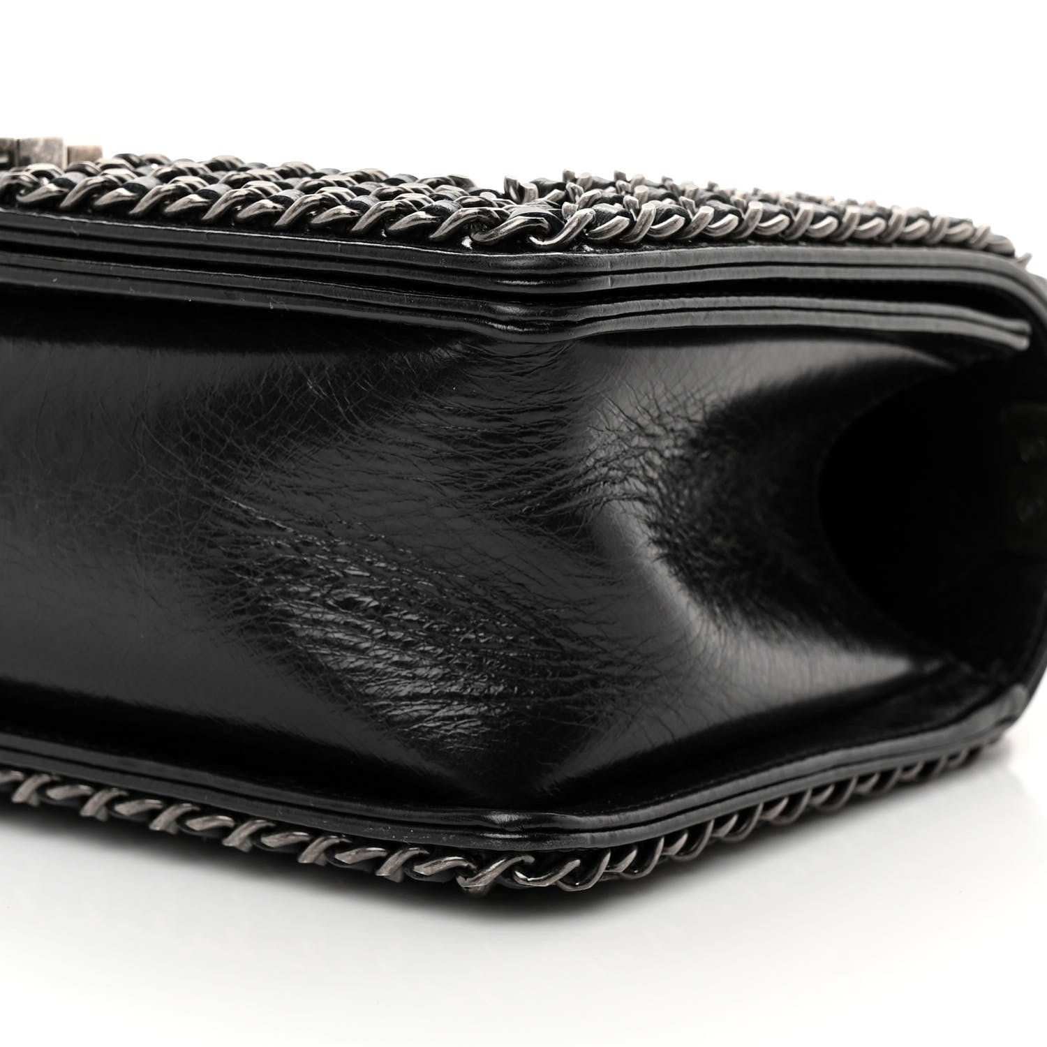 Chanel Glazed Calfskin Quilted Medium Chain Around Boy Flap Black 10 of 12