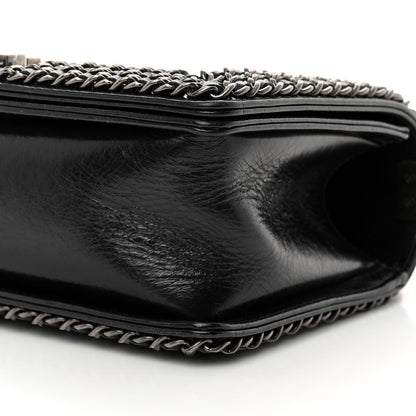 Chanel Glazed Calfskin Quilted Medium Chain Around Boy Flap Black 10 of 12