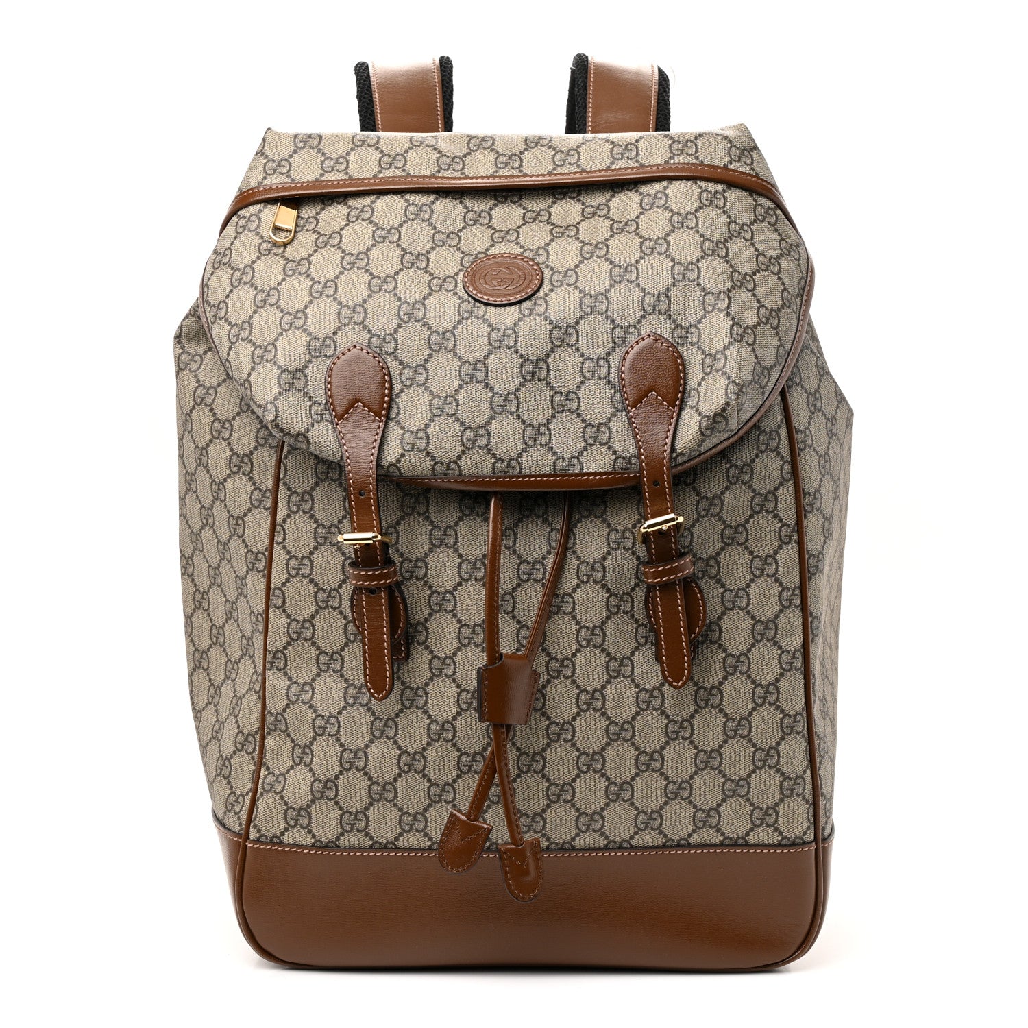 Gucci GG Supreme Monogram Azalea Calfskin Medium Retro Interlocking G Buckle Backpack Beige Ebony Brown Sugar 1 of 14