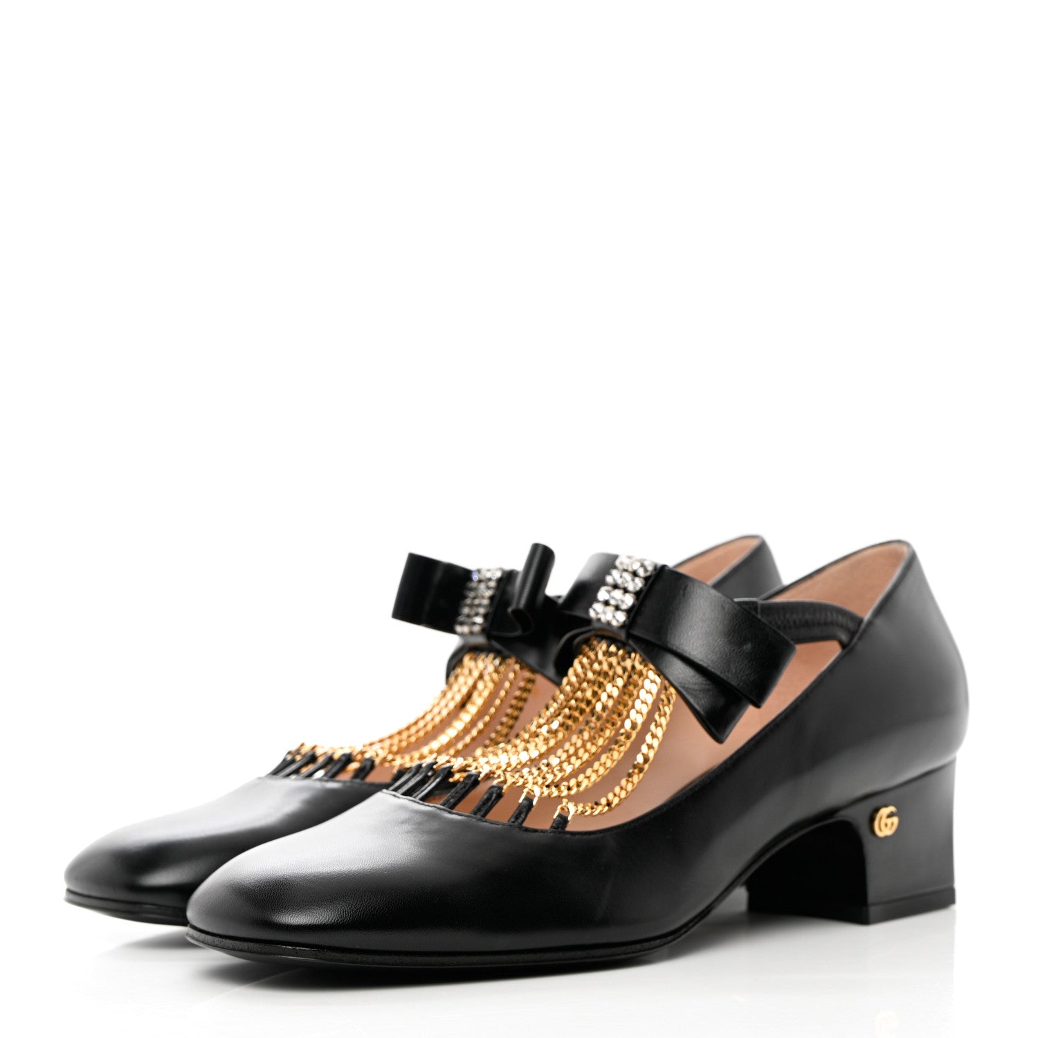 Gucci Nappa Crystal Bonny Bow Mary Jane Pumps 36 Black 3 of 10